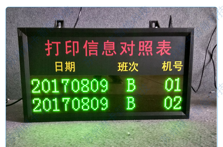 打印信息对照表电子看板​